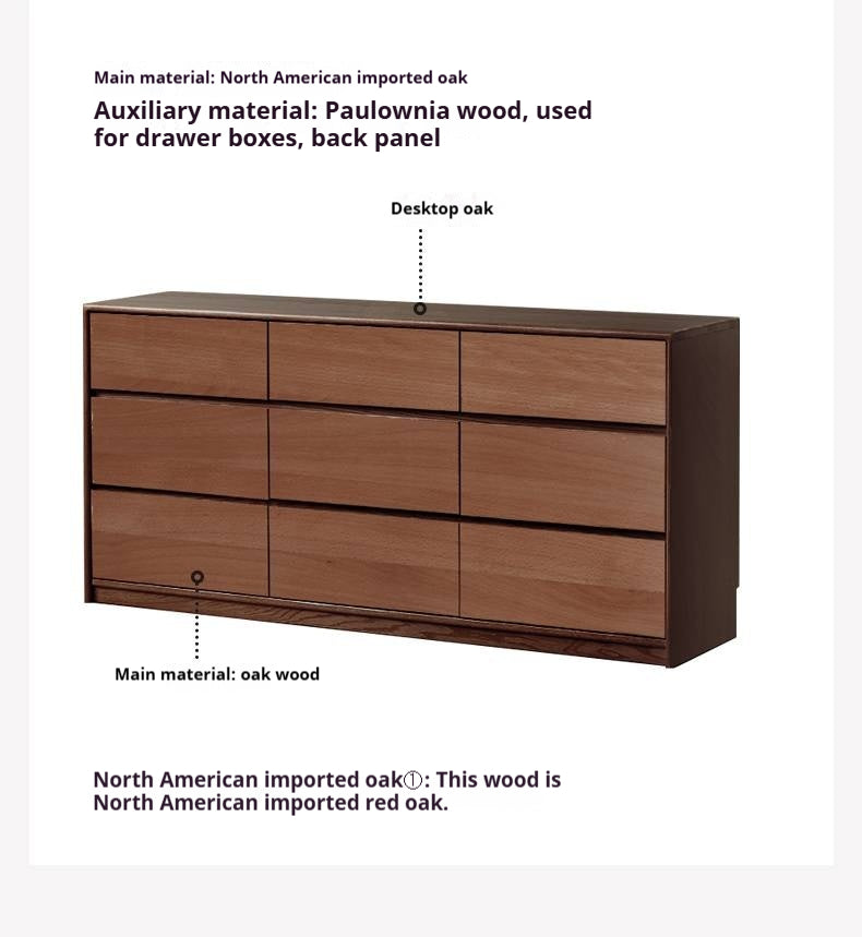 Oak Solid Wood Modern Drawer Cabinet