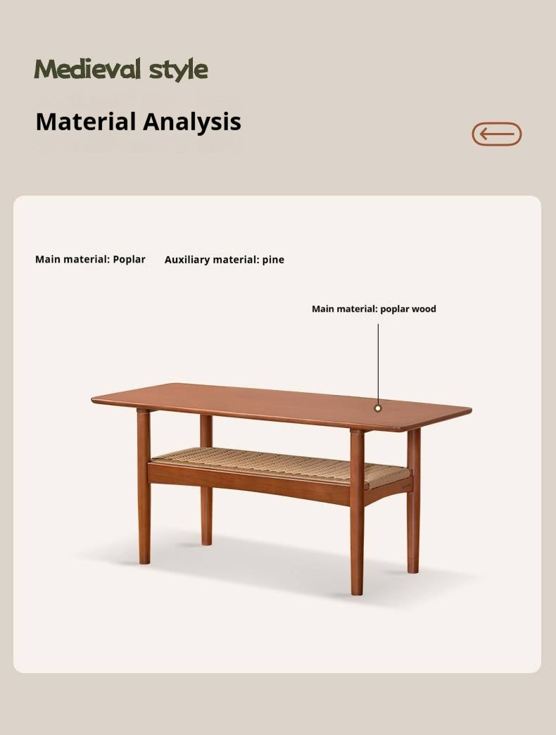 Poplar Solid Wood Coffee Table Vintage Style