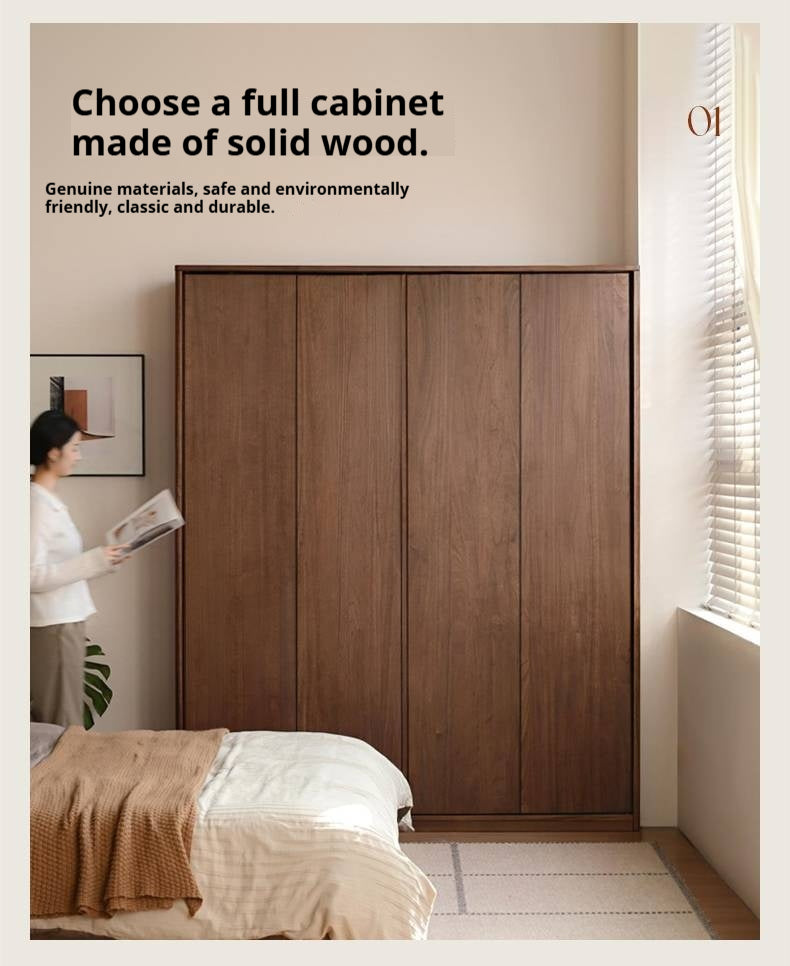 Sandalwood Solid Wood Modern Sliding Door Wardrobe.