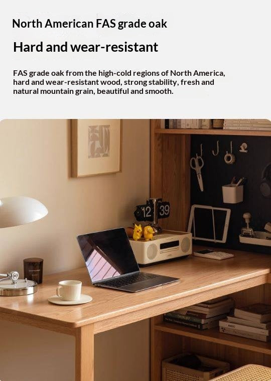 Oak Solid Wood Integrated Desk Cabinet