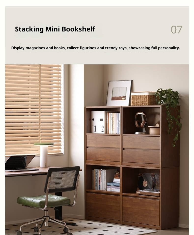 Solid Rubberwood Wall-Mounted Combination Bookcase