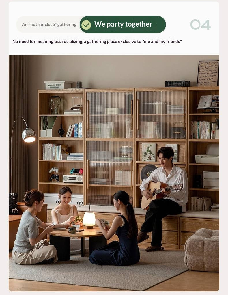 Ash Solid Wood Wall-Mounted Bookcase with Integrated Study Shelf