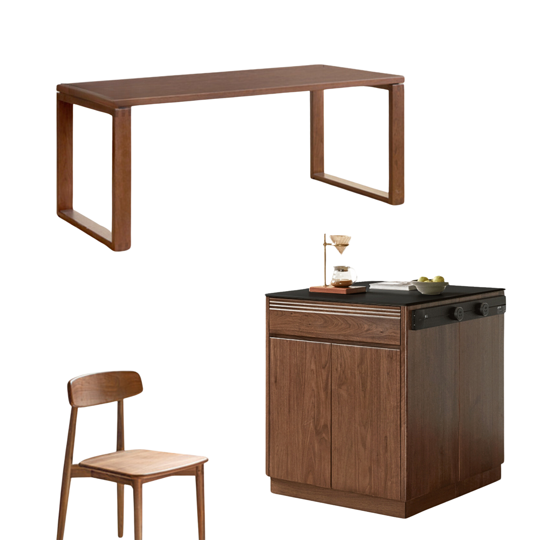 Black Walnut, Oak Solid Wood Island Light Luxury Sideboard