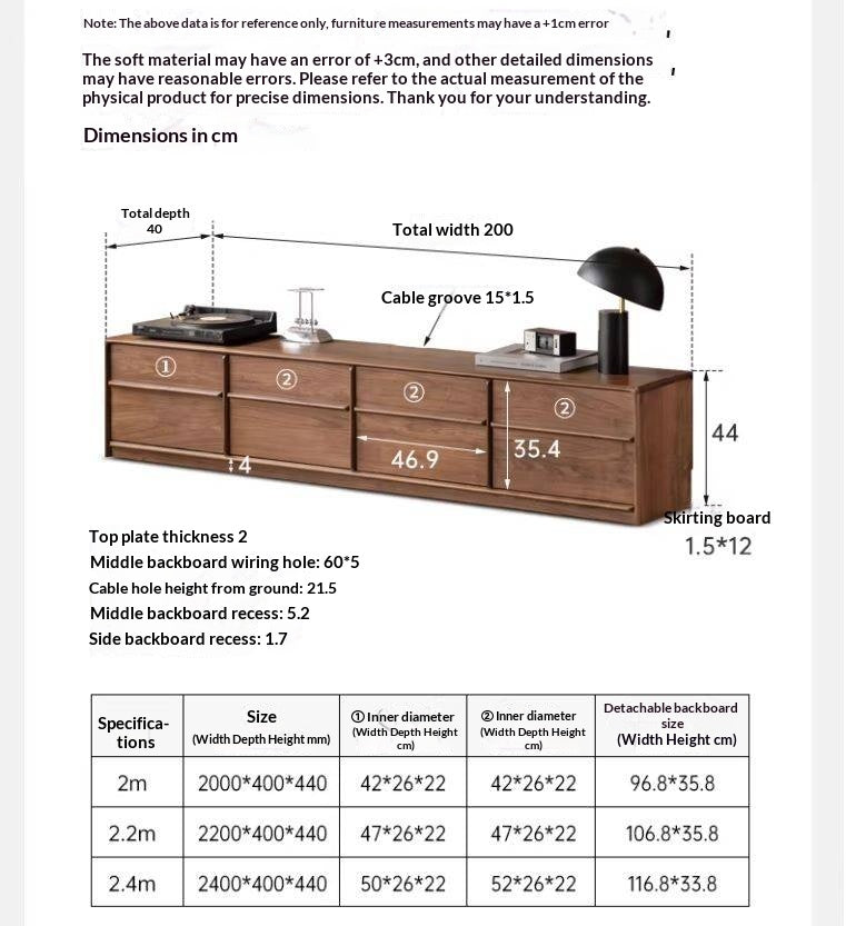 Black Walnut, Sandalwood, White Ash, Ash, Oak Solid Wood Italian Light Luxury Floor TV Cabinet.