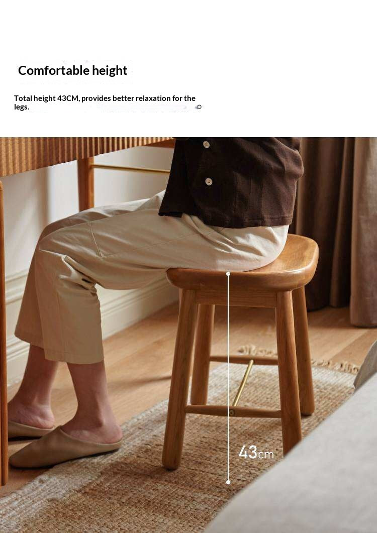 Cherry, Oak Solid Wood Makeup Stool