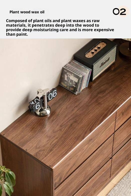 Black Walnut, South American Walnut Solid Wood Six-Drawer Chest