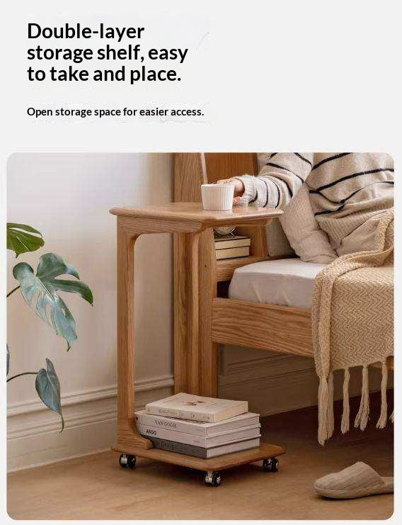 Oak Solid Wood Modern Minimalist Movable Nightstand