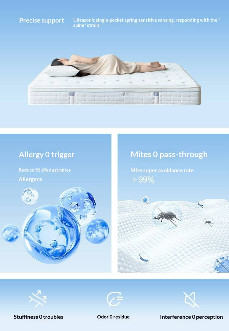 Zero-Glue Hypoallergenic Mattress — Anti-Mite, Breathable Bamboo Charcoal Soft Mattress with Independent Springs