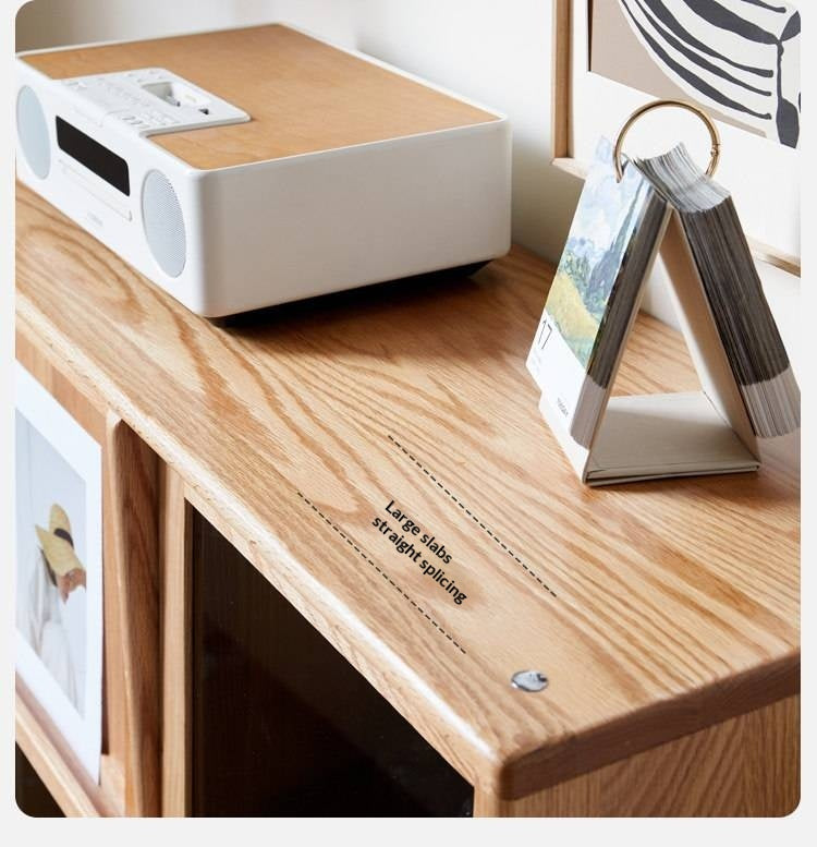 Oak, Сherry, Ash Solid Wood Four-Door Bookcase with Light, Magazine Cabinet.