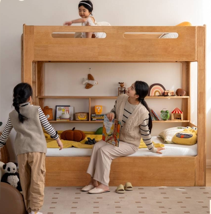 Rubberwood Solid Wood Children's Multifunctional Box Bunk Bed