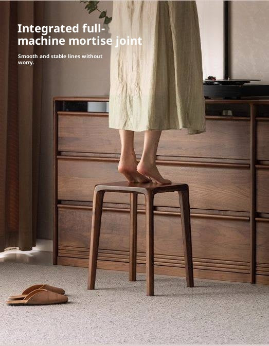 Black Walnut, Ash Solid Wood Square Stackable Stool