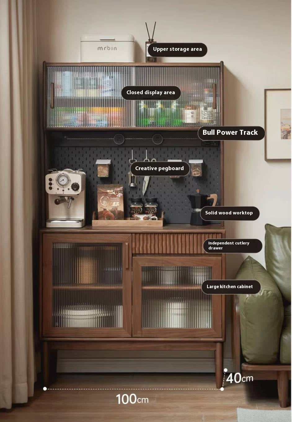 Oak, Black Walnut, South American Walnut, Solid Longan Hardwood, Red Zebrawood Solid Wood Light Luxury Sideboard