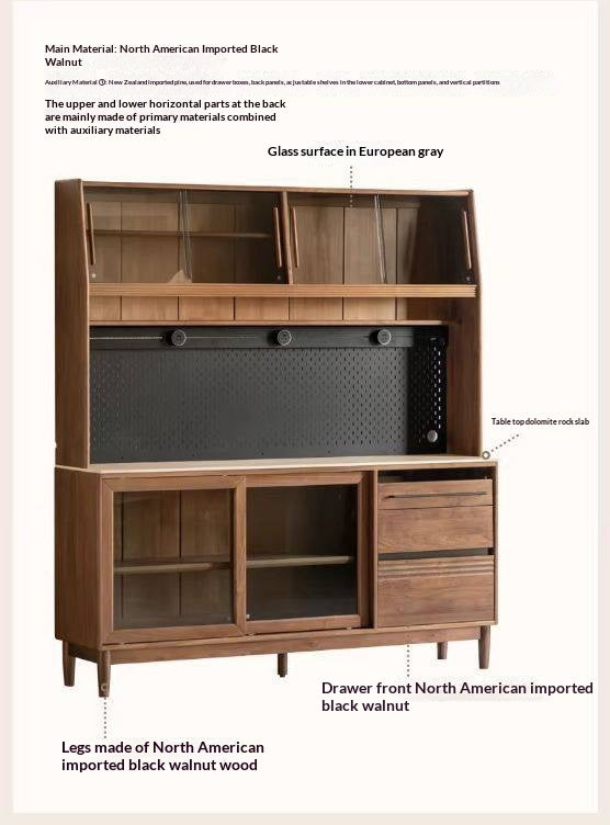 Black Walnut Solid Wood Italian-Style Sideboard – Sleek Buffet Cabinet