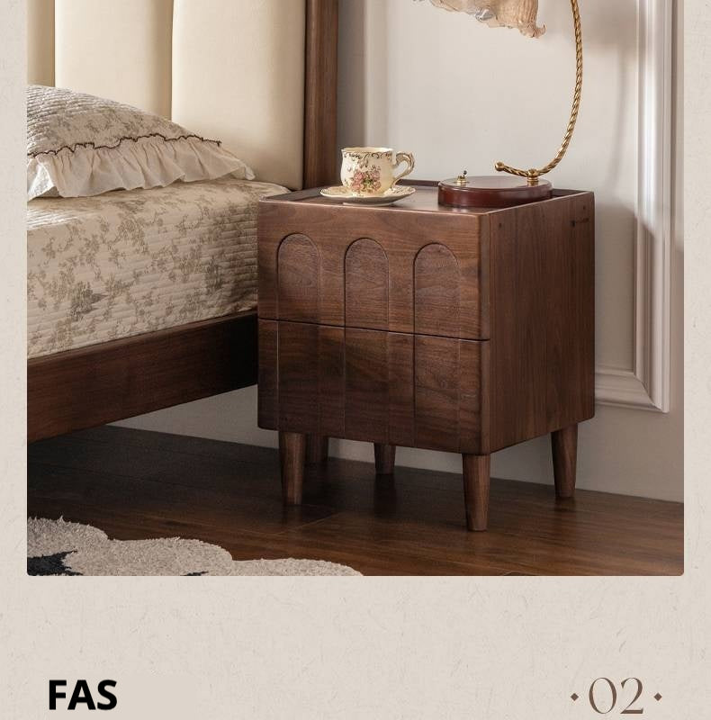 Black Walnut, Poplar, Sandalwood Solid Wood Modern Simple Nightstand.