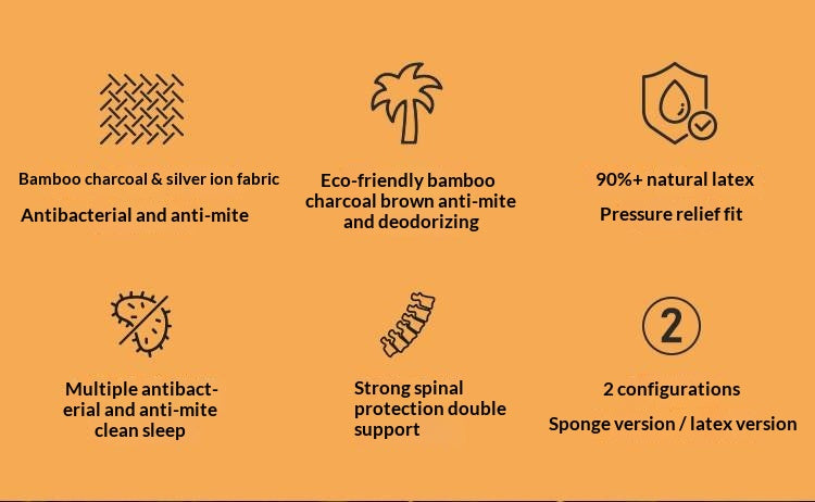 Eco-Friendly Coconut Palm and Bamboo Charcoal Latex Mattress — Zero-Glue, Antibacterial, Breathable, Thin Design
