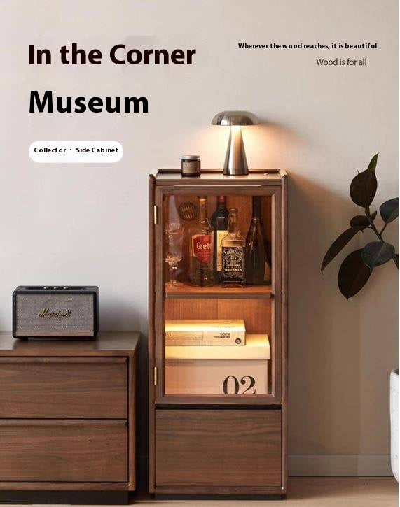 Sandalwood, Black Walnut Solid Wood Floor Storage Cabinet.