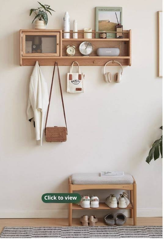 Oak Solid Wood Wall-Mounted Modern Cabinet