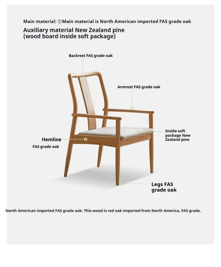 Oak Solid Wood Backrest Soft Chair