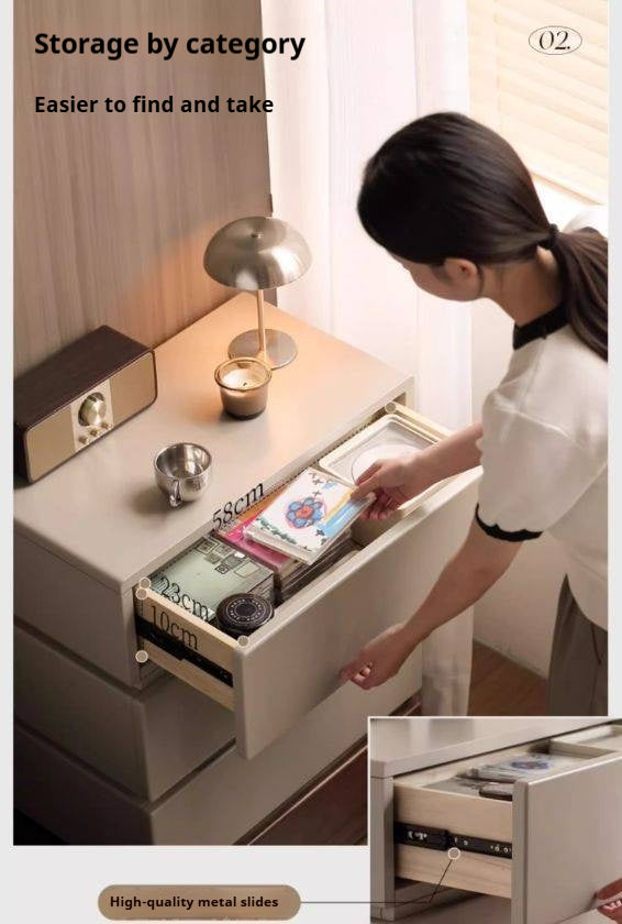 Black Walnut, Poplar Solid Wood Italian Light Luxury Side Cabinet.