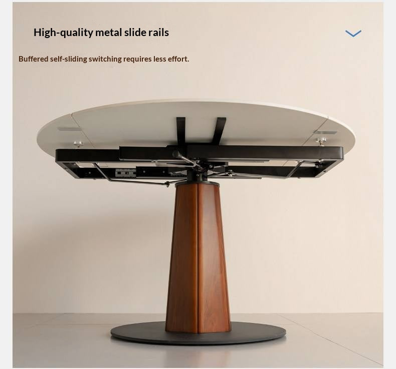 Tulipwood Solid Wood Rock Plate Round Table with Folding Feature