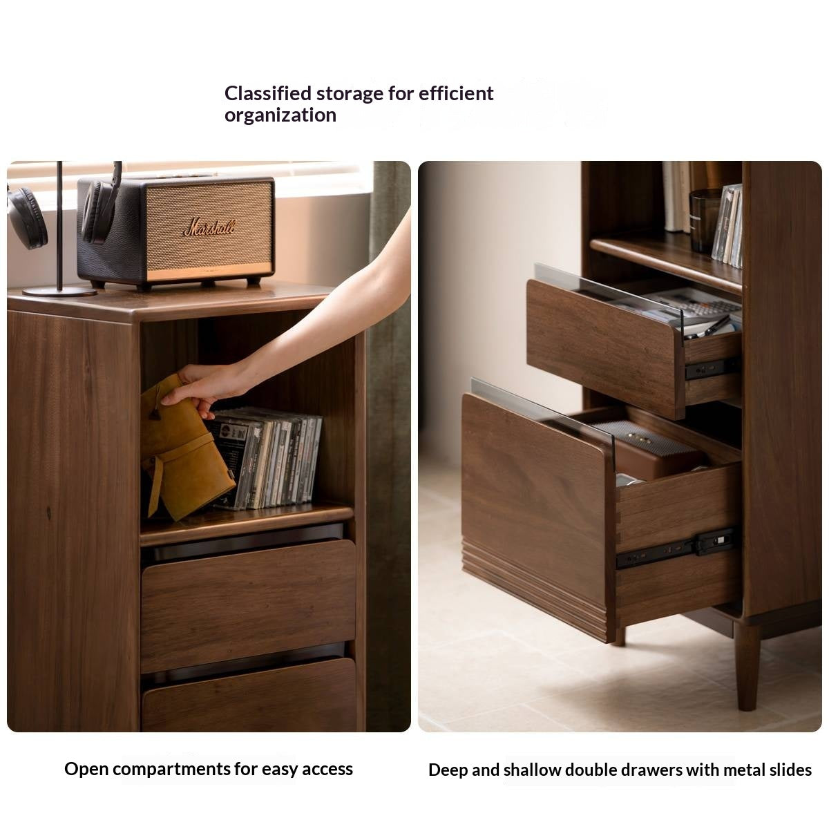 Red Zebrawood Solid Wood Modern Side Cabinet.