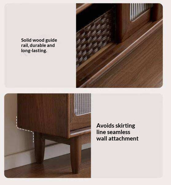 Black Walnut, Oak Solid Wood Sideboard with Ultra-Thin Storage