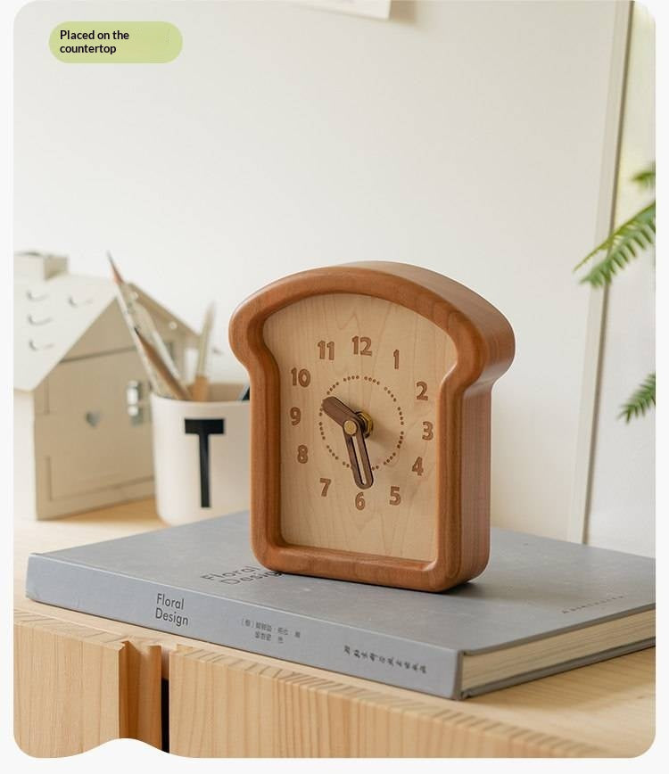 Cherry, Black Walnut Solid Wood Toast Clock Creative
