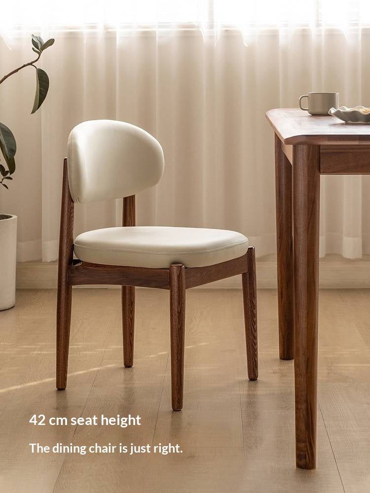 Black Walnut, Ash Solid Wood Modern White Soft Makeup Chair