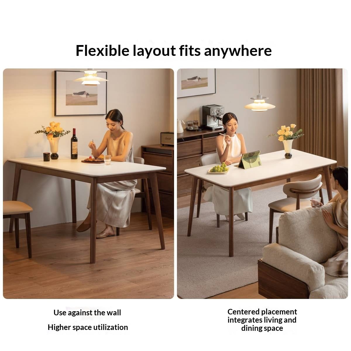 Beech Solid Wood Rock Board Dining Table