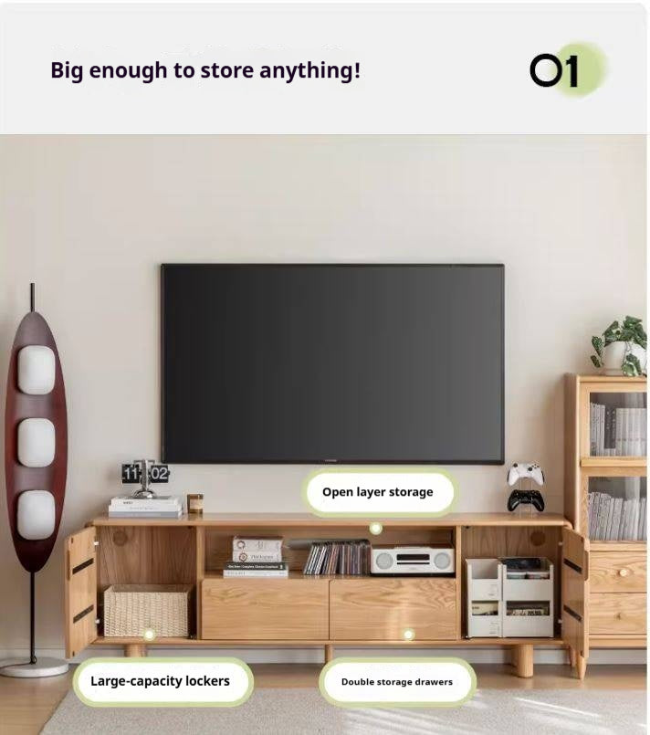 Oak Solid Wood Tall TV Cabinet.