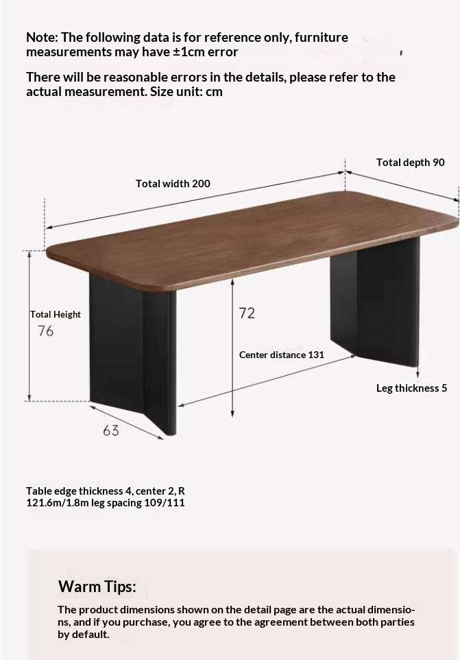 Black Walnut Solid Wood Dining Table with Italian Light Luxury Design
