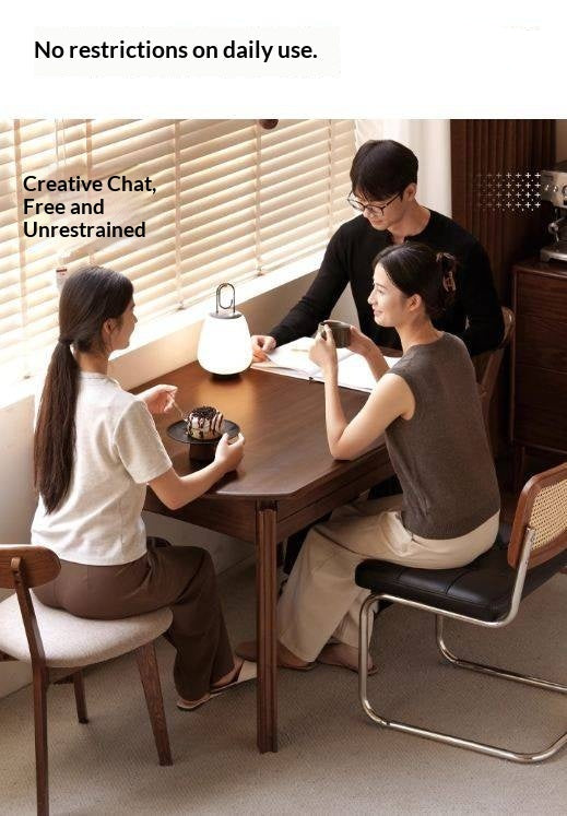 Black Walnut Solid Wood Retractable Round Dining Table