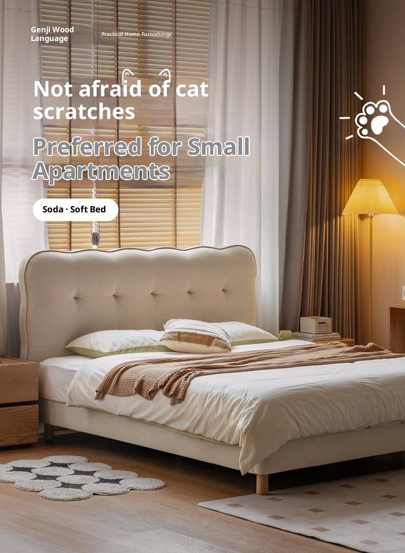 Fabric Cat Scratch Soft Backrest Bed