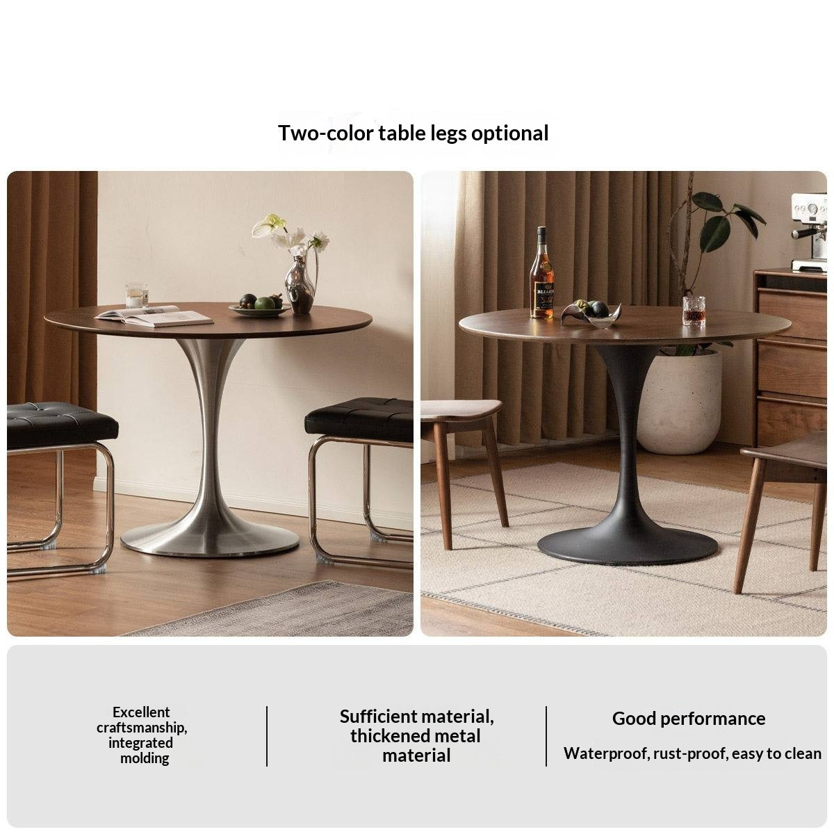 Black Walnut Solid Wood Dining Table Bauhaus Style