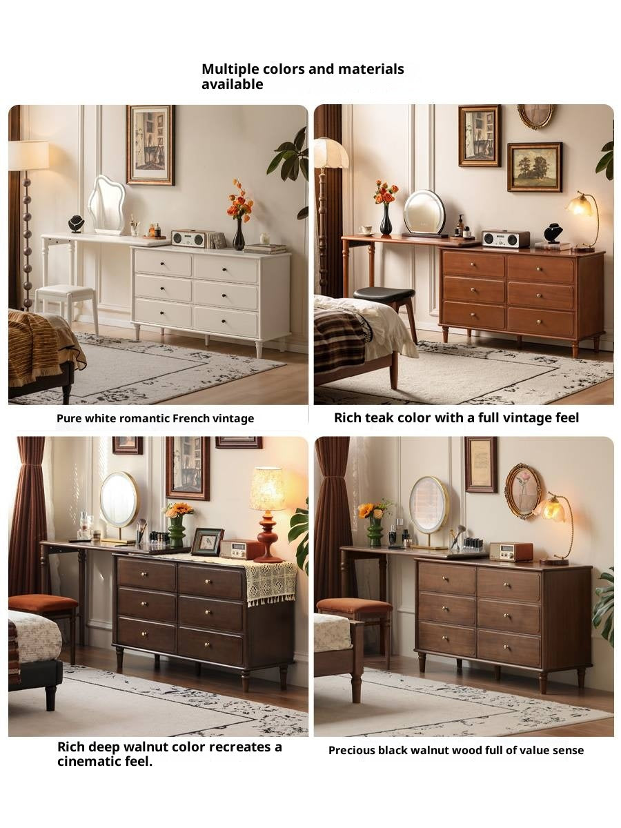 Poplar Solid Wood French Retro Style Dressing Table