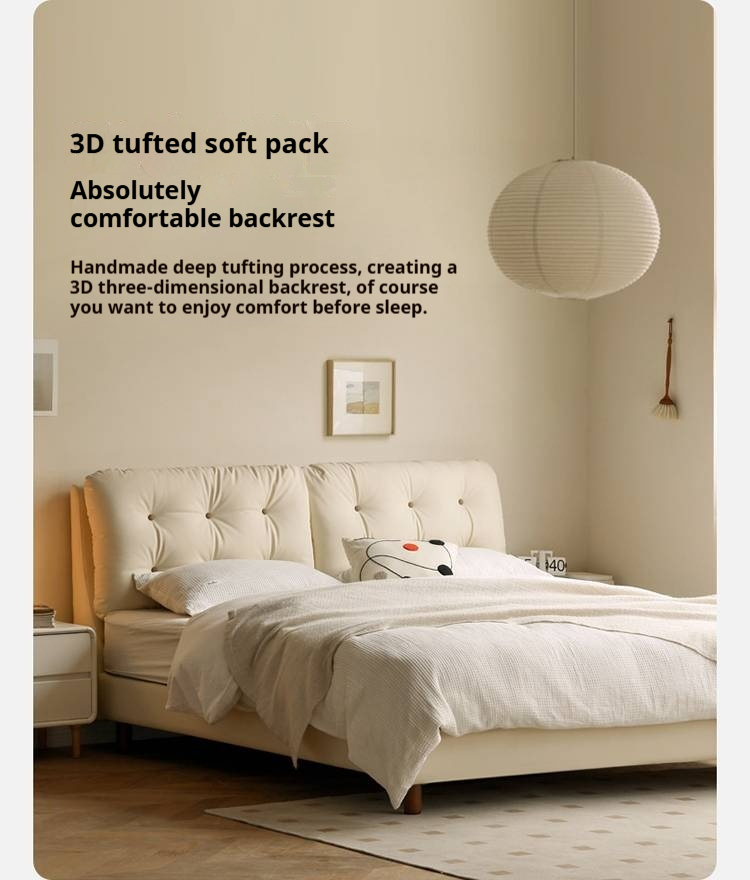 Organic Leather Art Bed Cream Cloud Soft