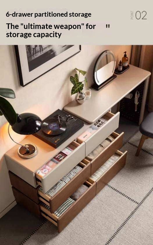 Black Walnut, Poplar Solid Wood Vanity Table Modern Italian Design