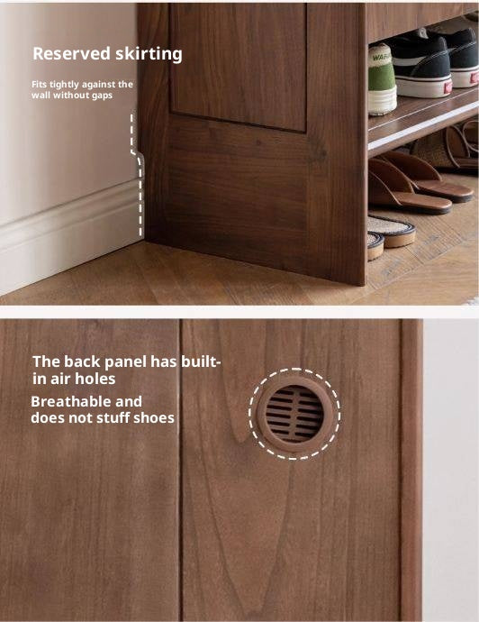 Black Walnut, Oak Solid Wood Italian Style Light Luxury Shoe Cabinet