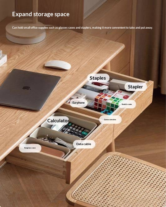 Oak Solid Wood Office Desk Spindle-Shaped Slanted Legs