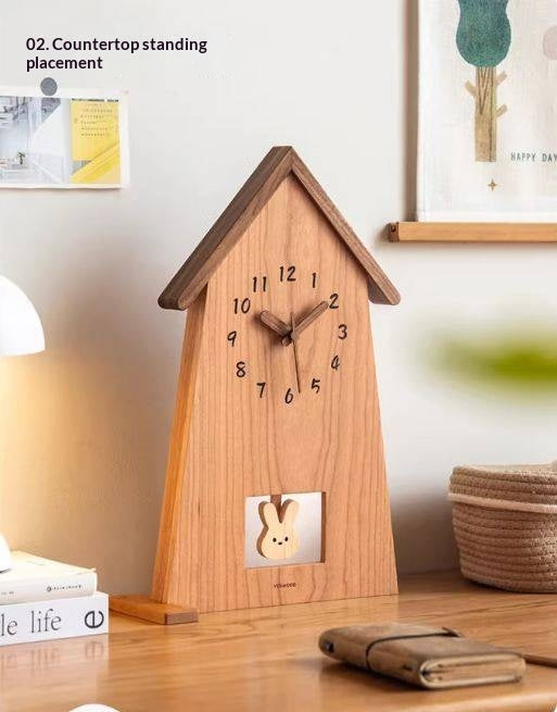 Cherry Solid Wood Nordic Style Eco Friendly Wall Clock