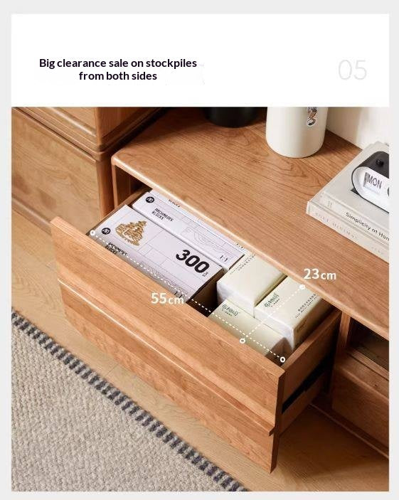 Cherry Solid Wood Modern Simple Floor TV Stand