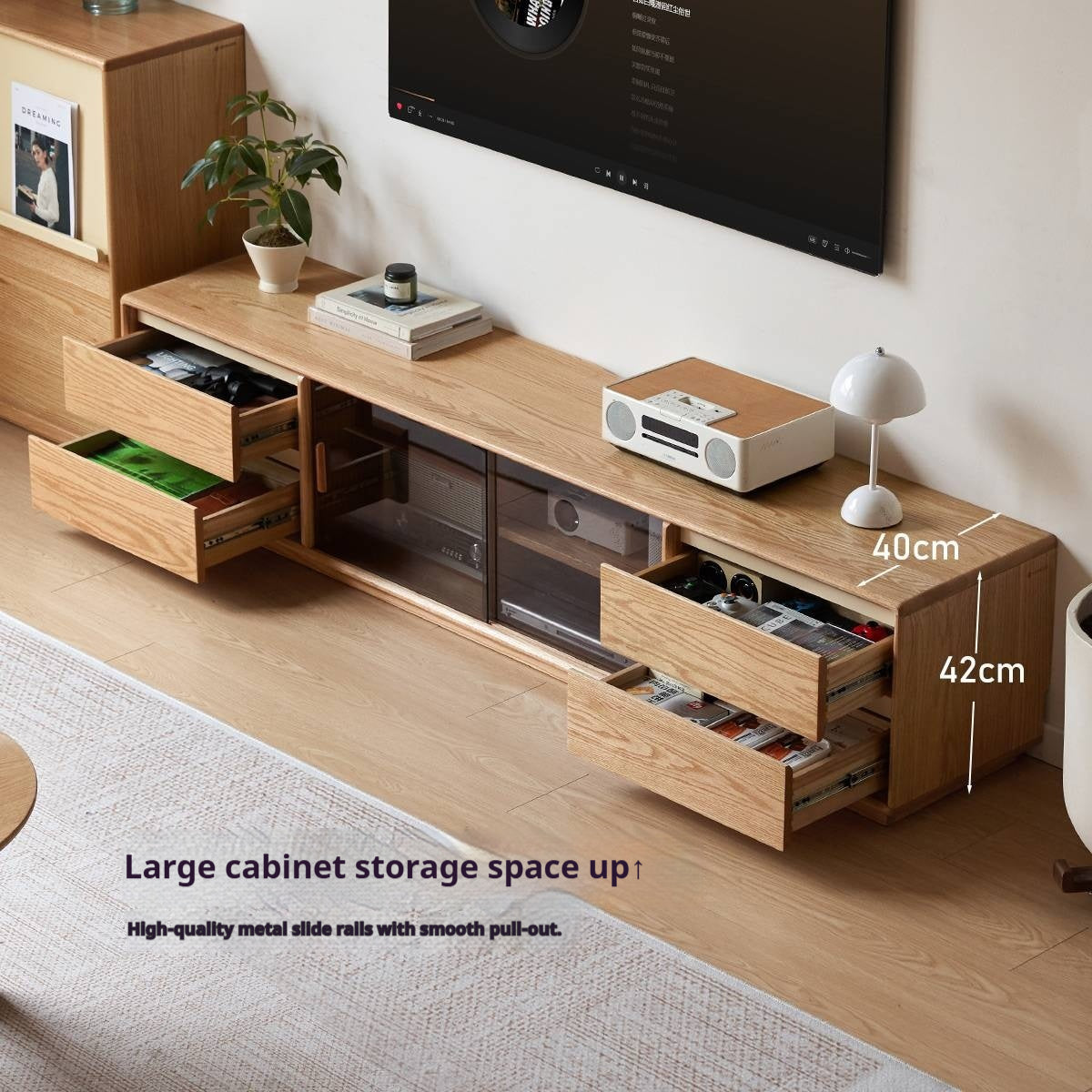 Oak Solid Wood Original Wood Style TV Cabinet