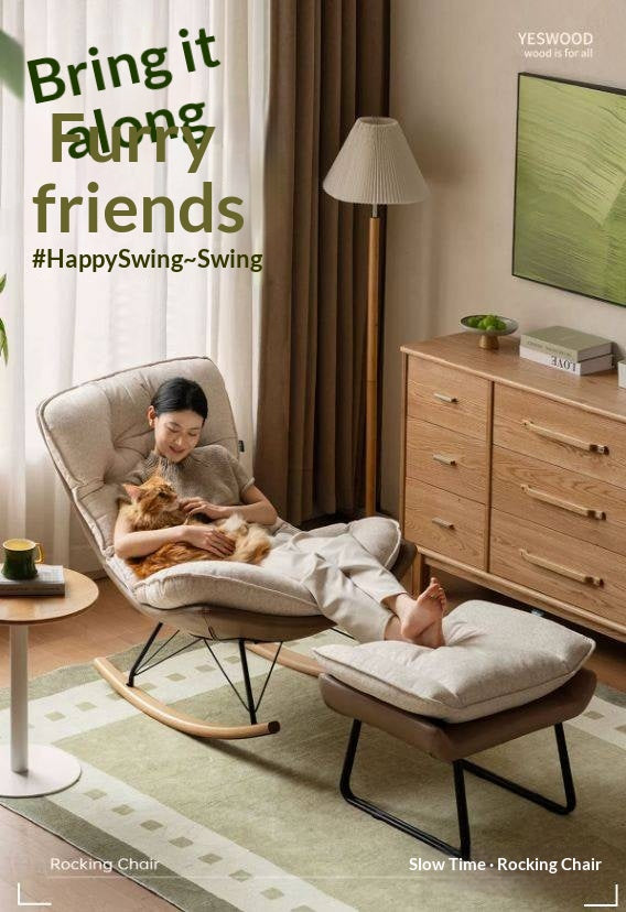 Solid Wood Modern Eggshell Rocking Chair beech legs