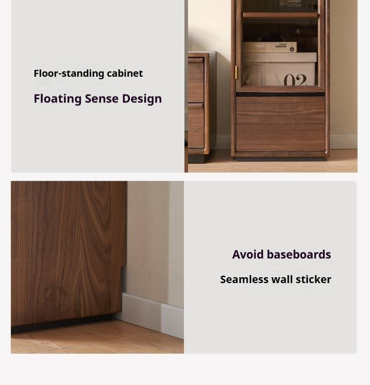 Black Walnut Solid Wood Floor Storage Cabinet