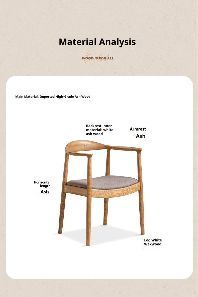 Ash Solid Wood Japanese Presidential Dining Chair