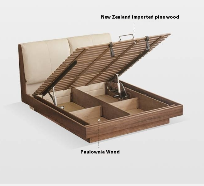 Black Walnut Solid Wood Italian Luxury Leather Bed