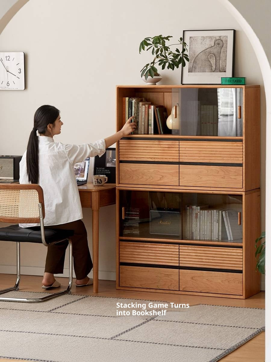 Cherry Solid Wood Floor Standing Bookcase