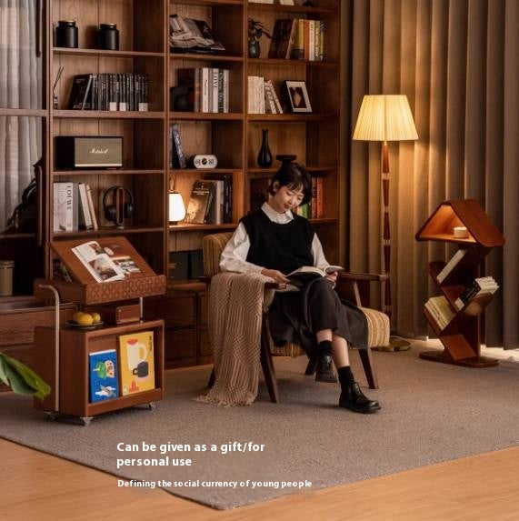 Poplar Solid Wood French Medieval Style Mobile Side Table