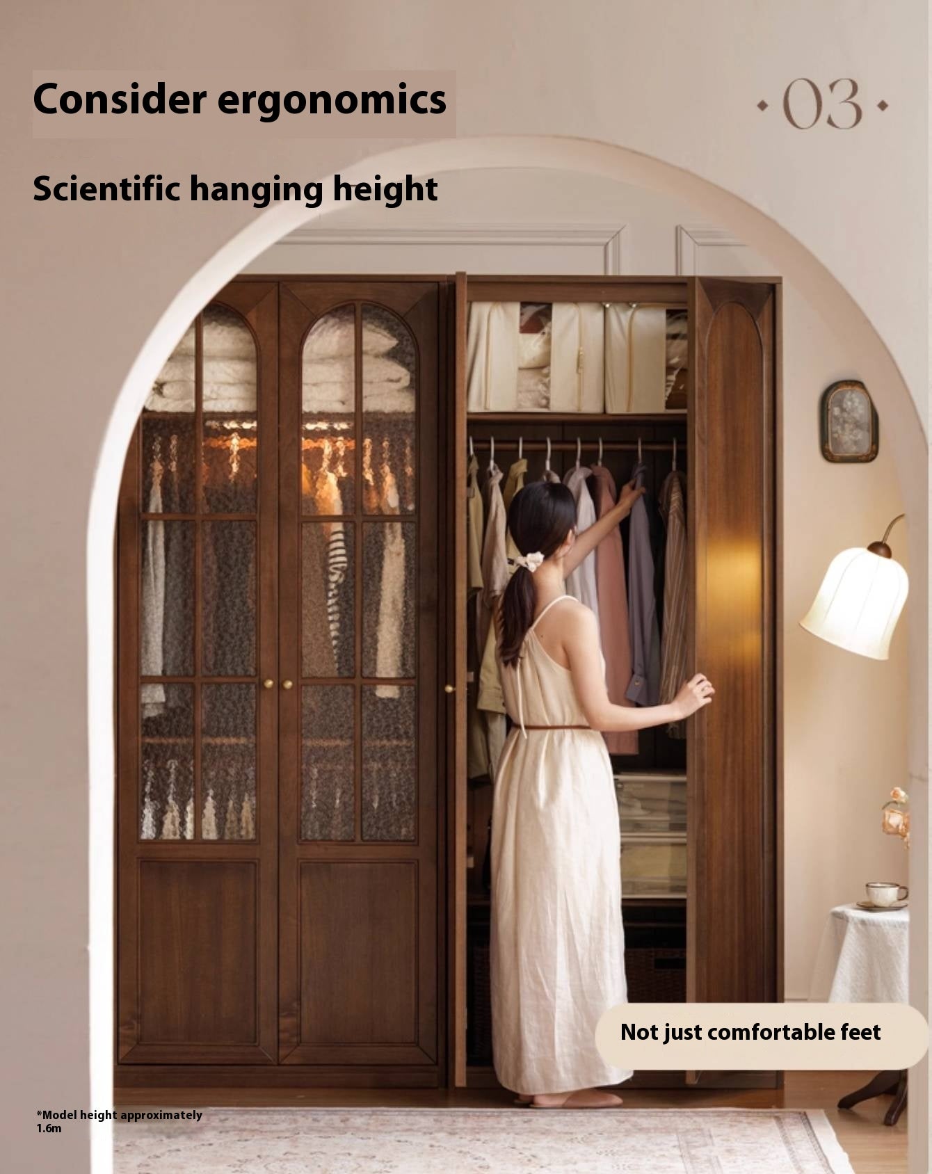 Solid Sandalwood French Retro Style Wardrobe