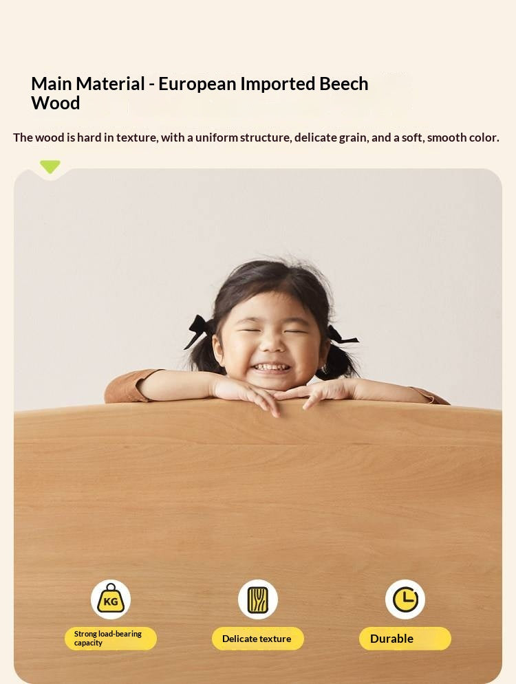 Oak, Beech Solid Wood Two-Drawer Nightstand